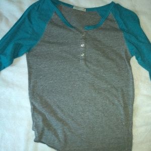 Blue and grey pull over t shirt